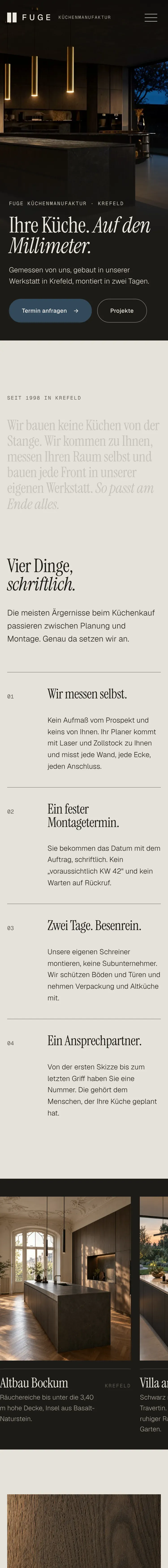 FUGE Küchenmanufaktur — mobile view